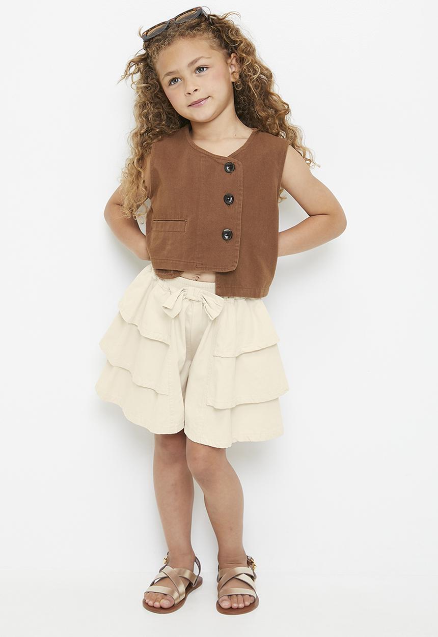 Pop Candy - Tiered shorts - cornsilk white
