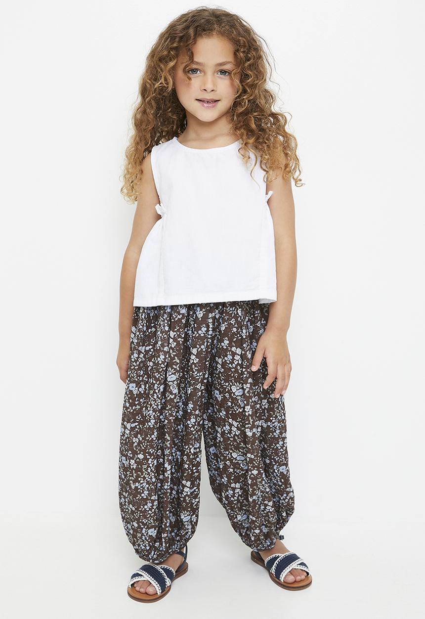 Pop Candy - Ditsy floral parachute pants - dark brown