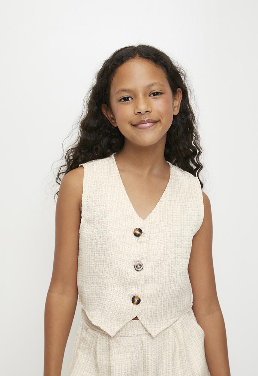 Pop Candy - Pointed hem vest with elasticated waist shorts - neutral