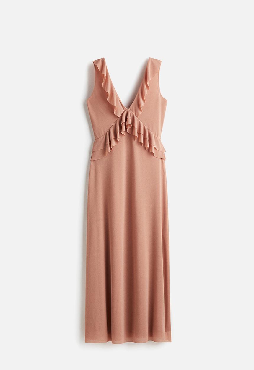 H&M - Flounce-trimmed dress - dusty orange