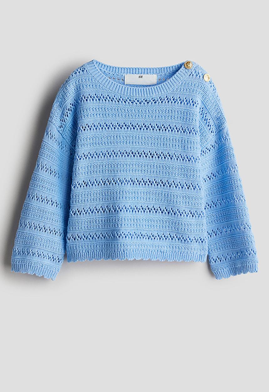 H&M - Pointelle-knit cotton jumper - blue