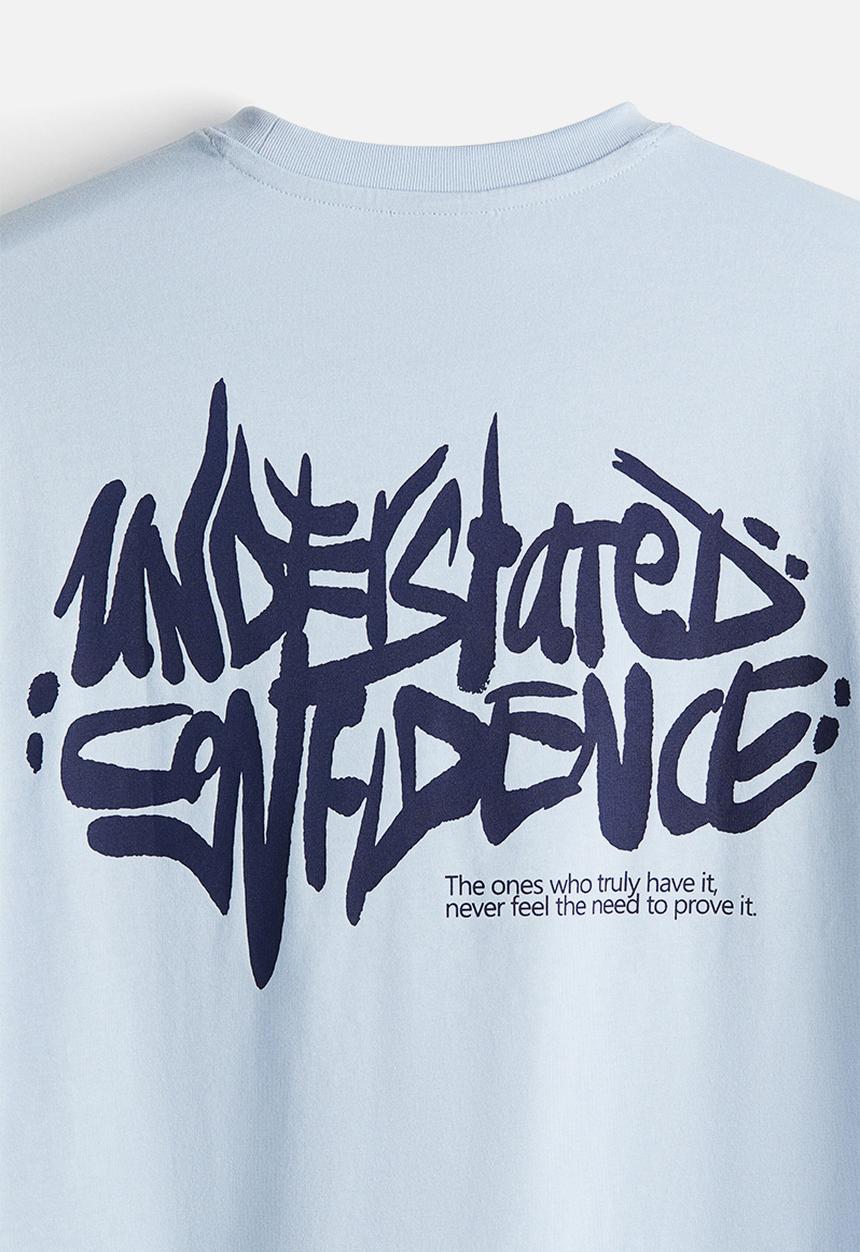 H&M - Loose fit printed t-shirt - light blue confidence