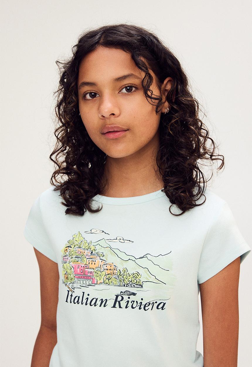 H&M - Print-motif cotton T-shirt - light turquoise