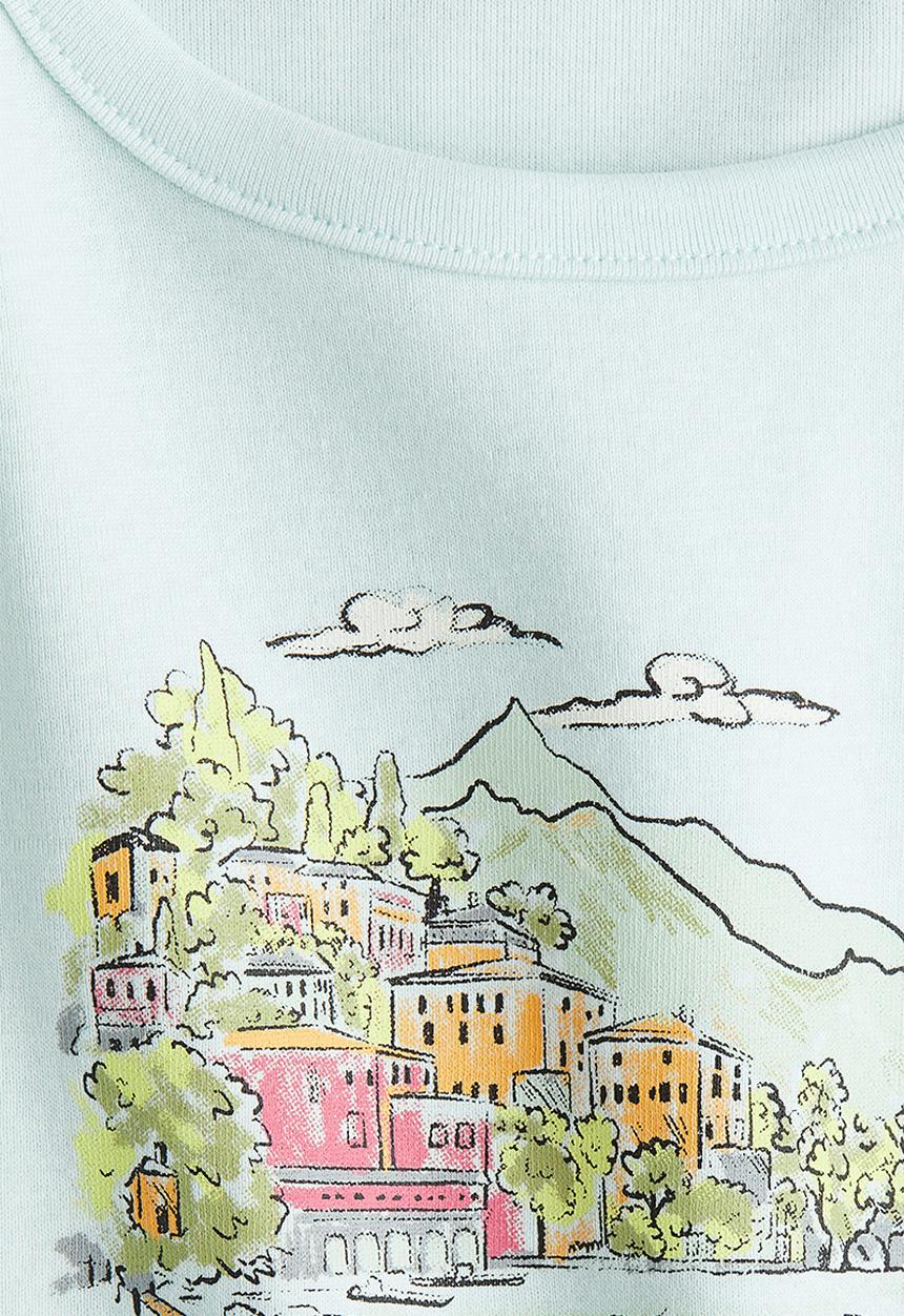 H&M - Print-motif cotton T-shirt - light turquoise