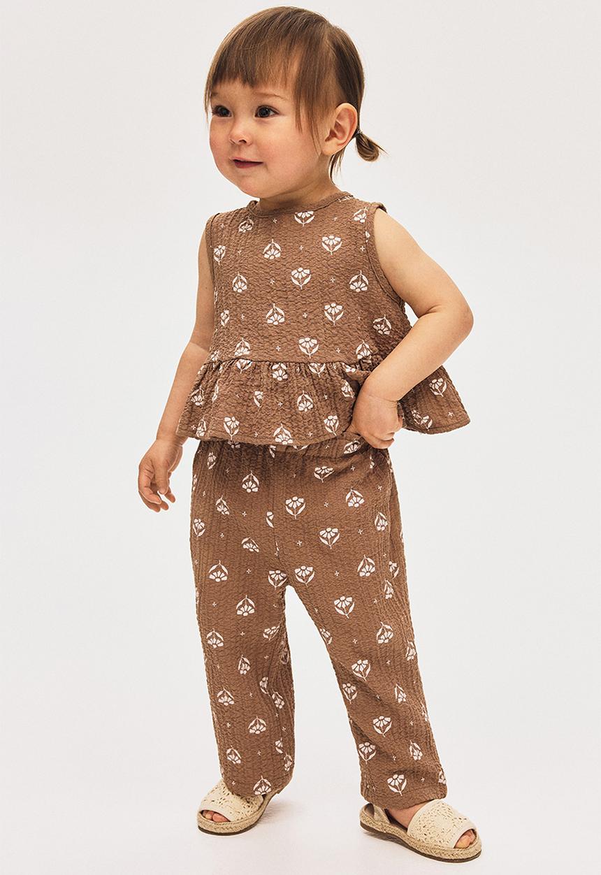 H&M - 2-piece top and trousers set - beige floral