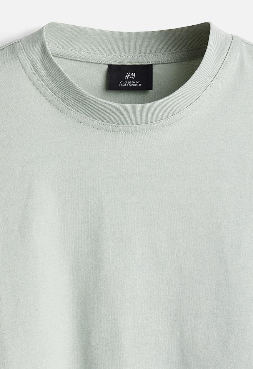 H&M - Oversized fit t-shirt - light sage green