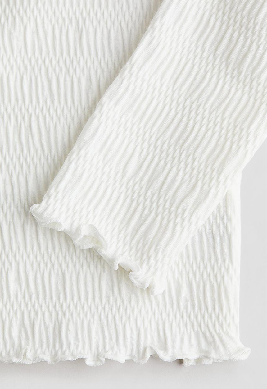 H&M - Smocked jersey top - white