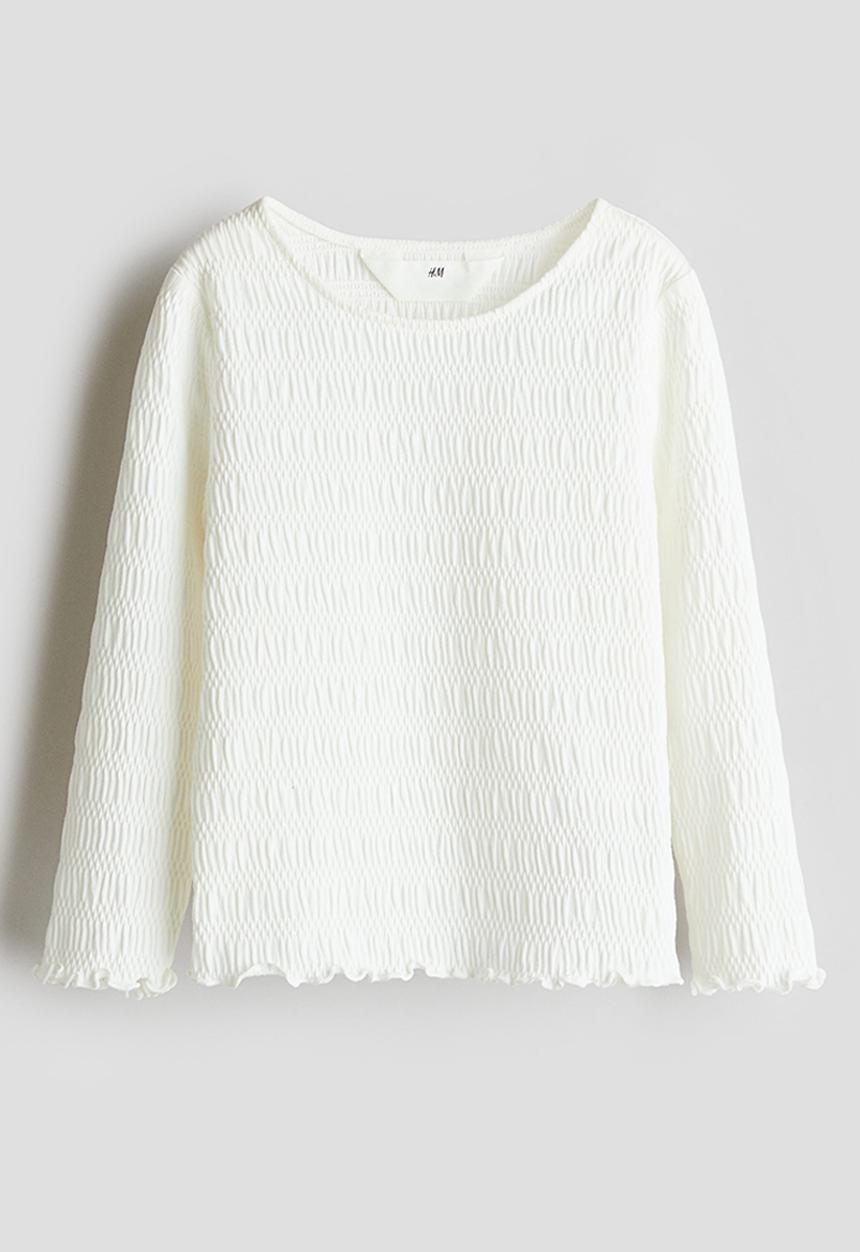 H&M - Smocked jersey top - white
