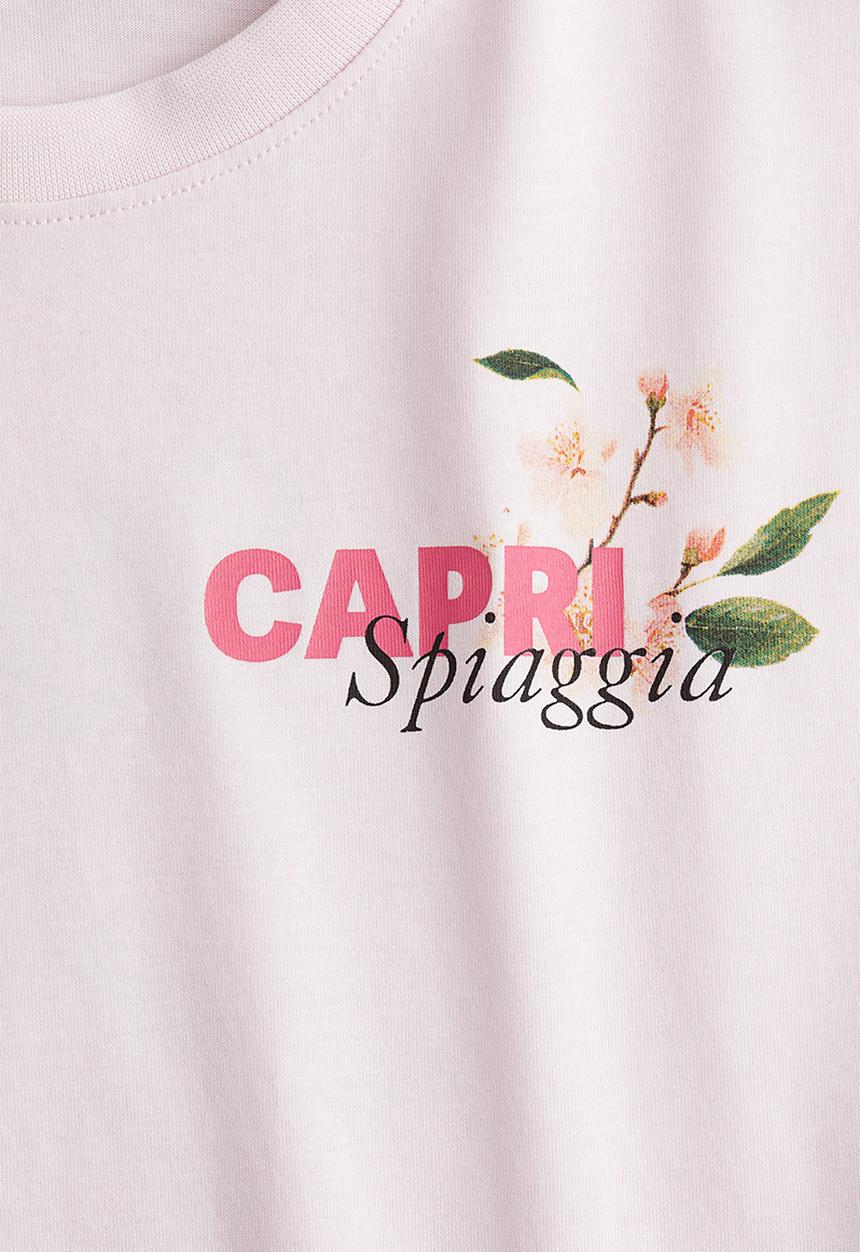 H&M - Oversized cotton t-shirt - pink capri spiaggia
