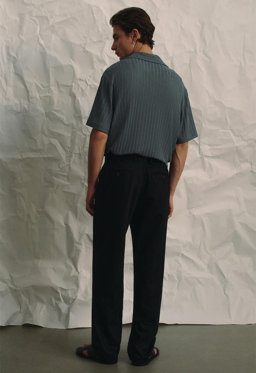 H&M - Relaxed fit linen-blend trousers - black