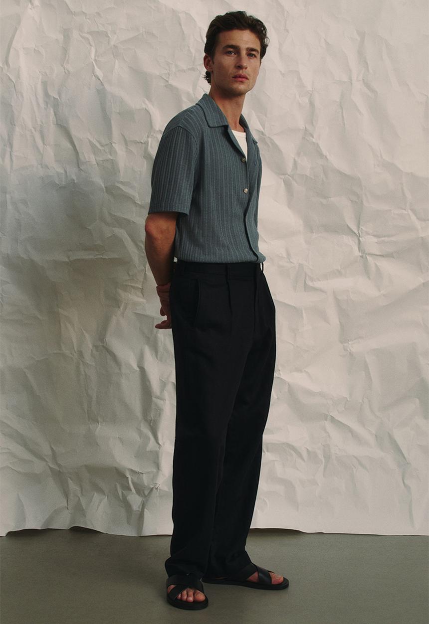 H&M - Relaxed fit linen-blend trousers - black