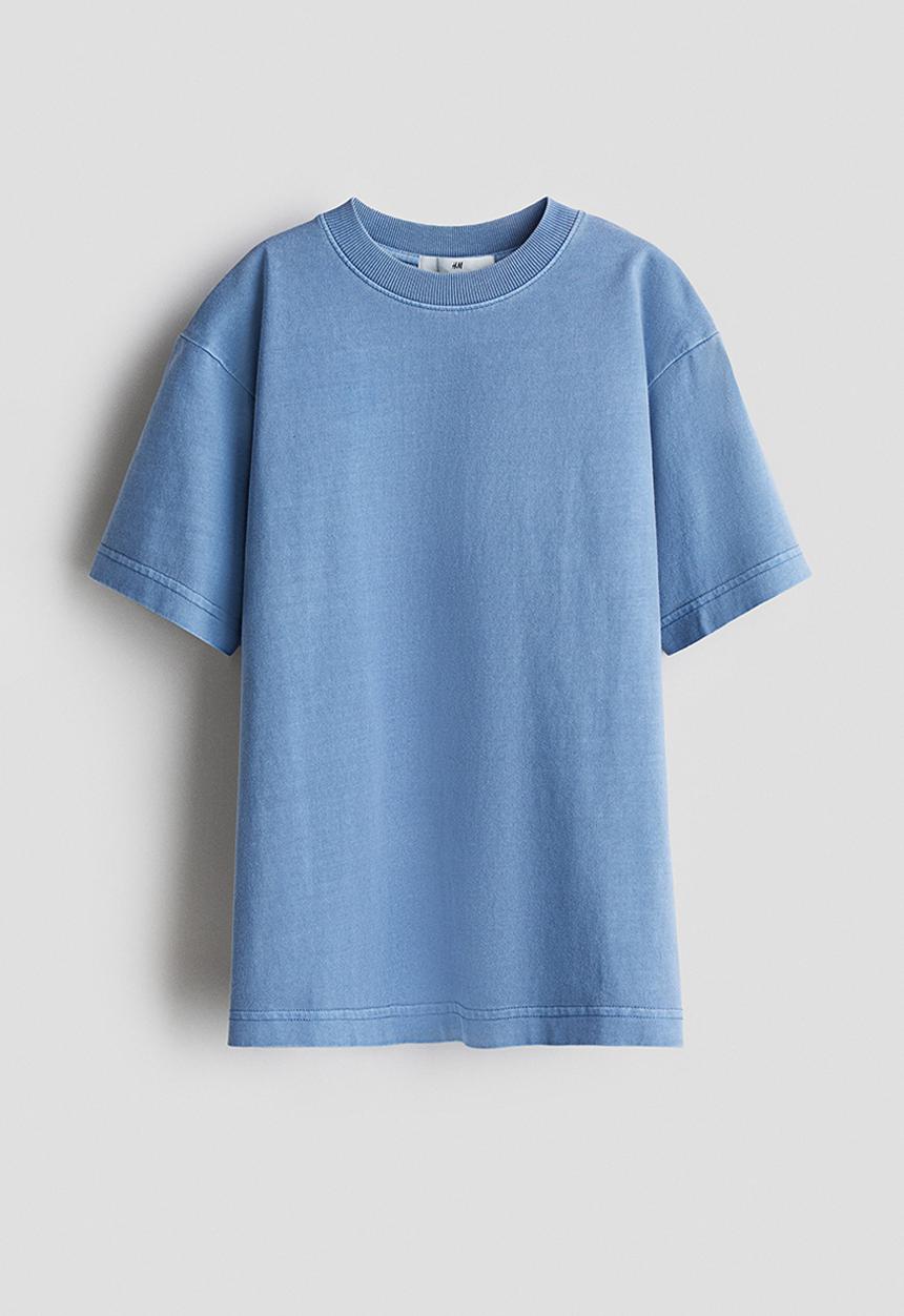 H&M - Printed cotton T-shirt - blue/oceanside