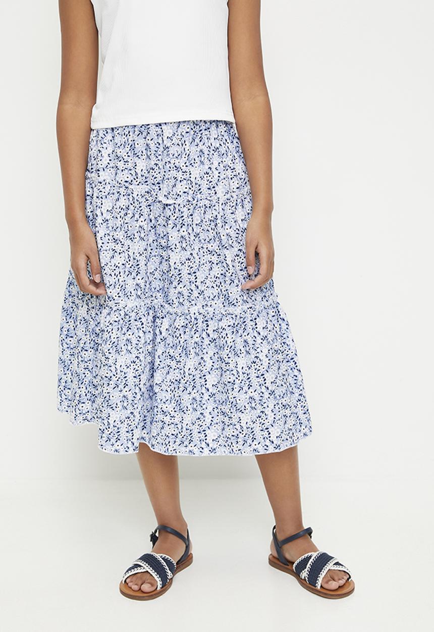 Pop Candy - Ditsy floral tiered skirt - blue