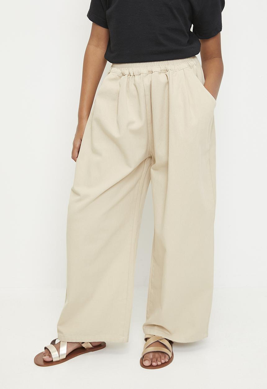 Pop Candy - Wide leg co-ord pants - wheat brown