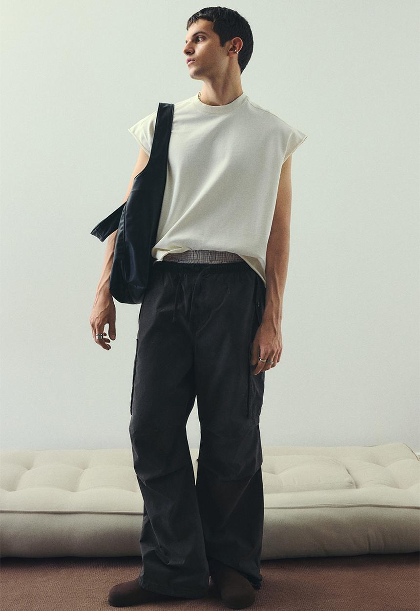 H&M - Loose fit parachute trousers - dark grey