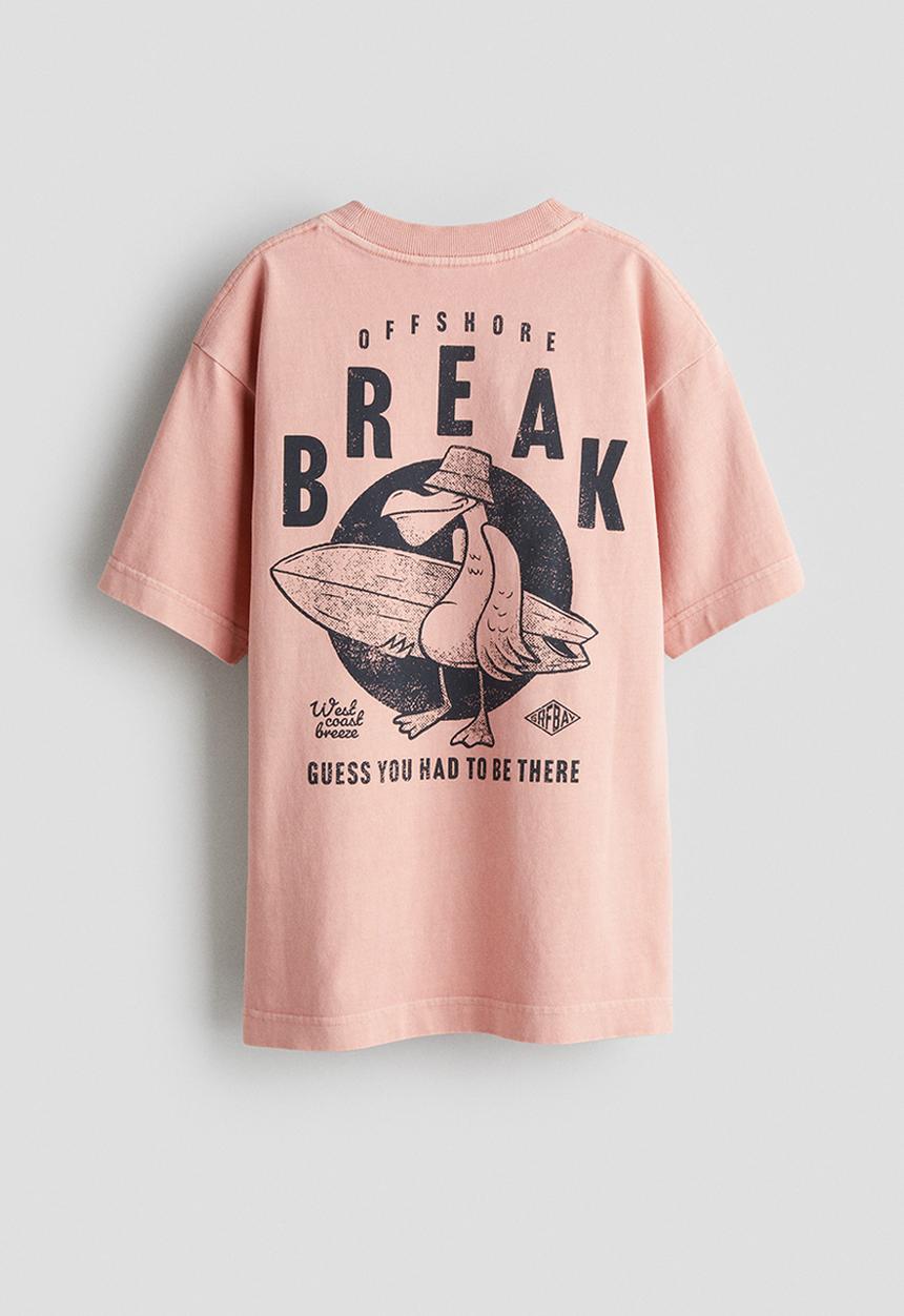 H&M - Printed cotton T-shirt - pink/california