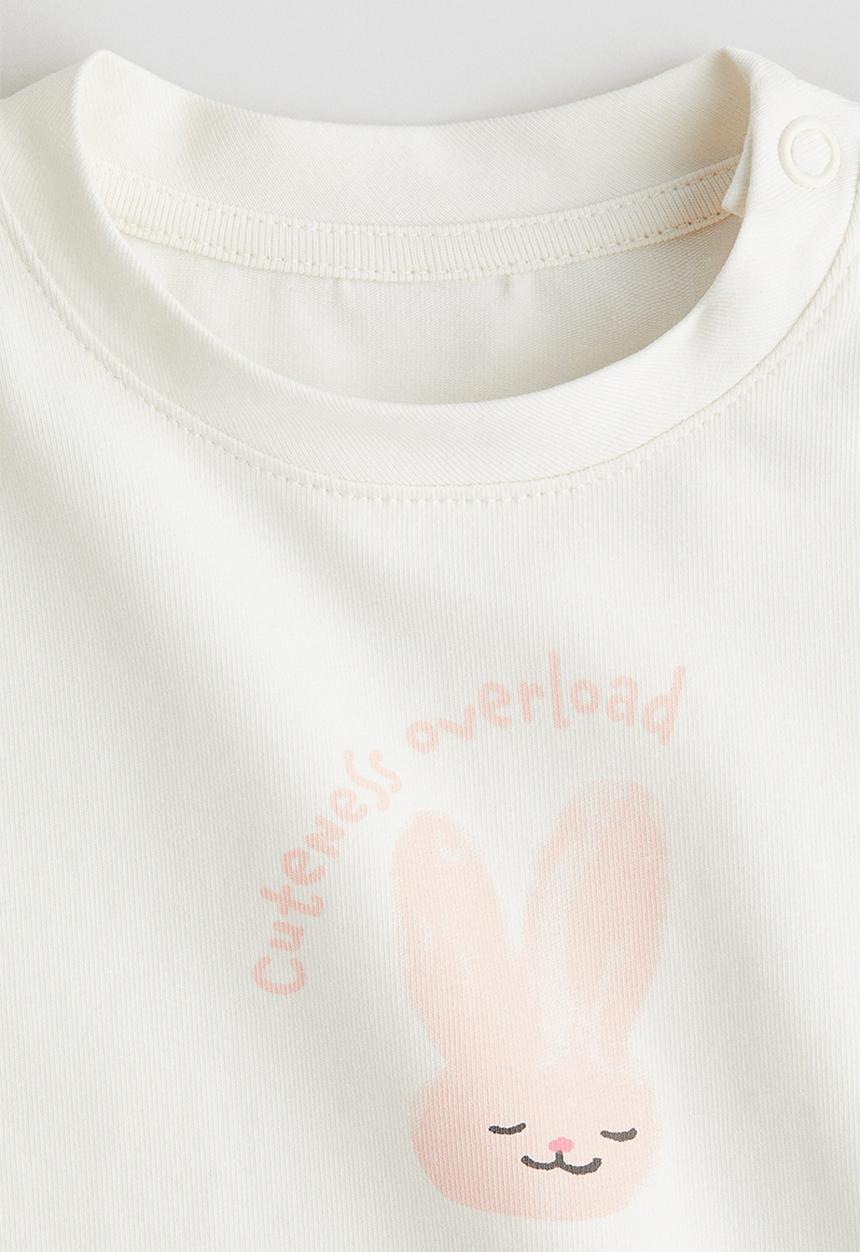 H&M - Printed cotton top - white cuteness overload