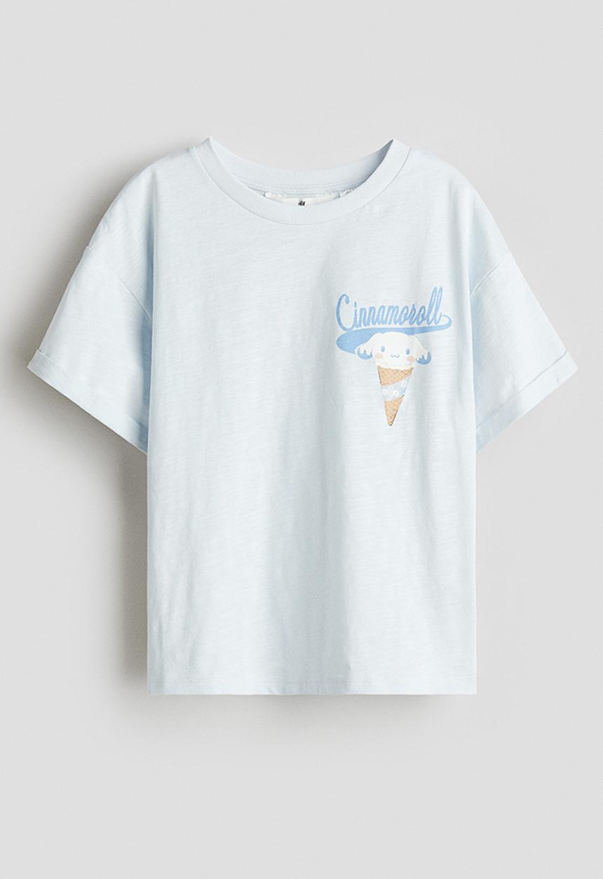 H&M - Oversized printed t-shirt -  light blue/cinnamoroll 