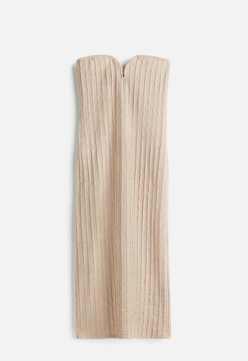 H&M - Textured jersey bandeau dress - beige