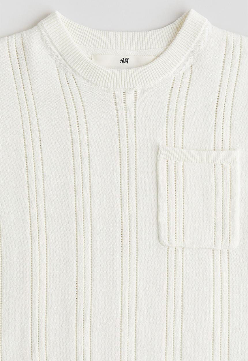 H&M - Pointelle-knit cotton T-shirt - white