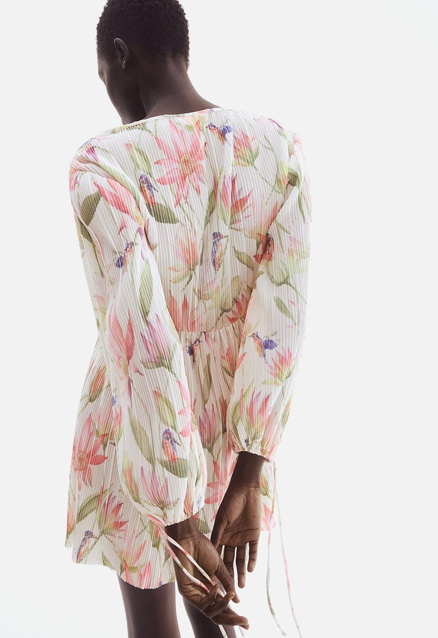 H&M - Plissé dress - cream floral