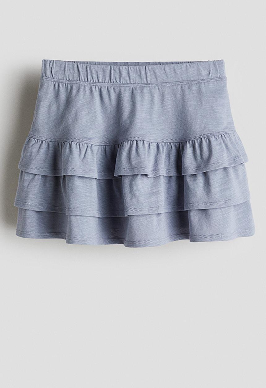 H&M - Tiered jersey skirt - light dusty blue