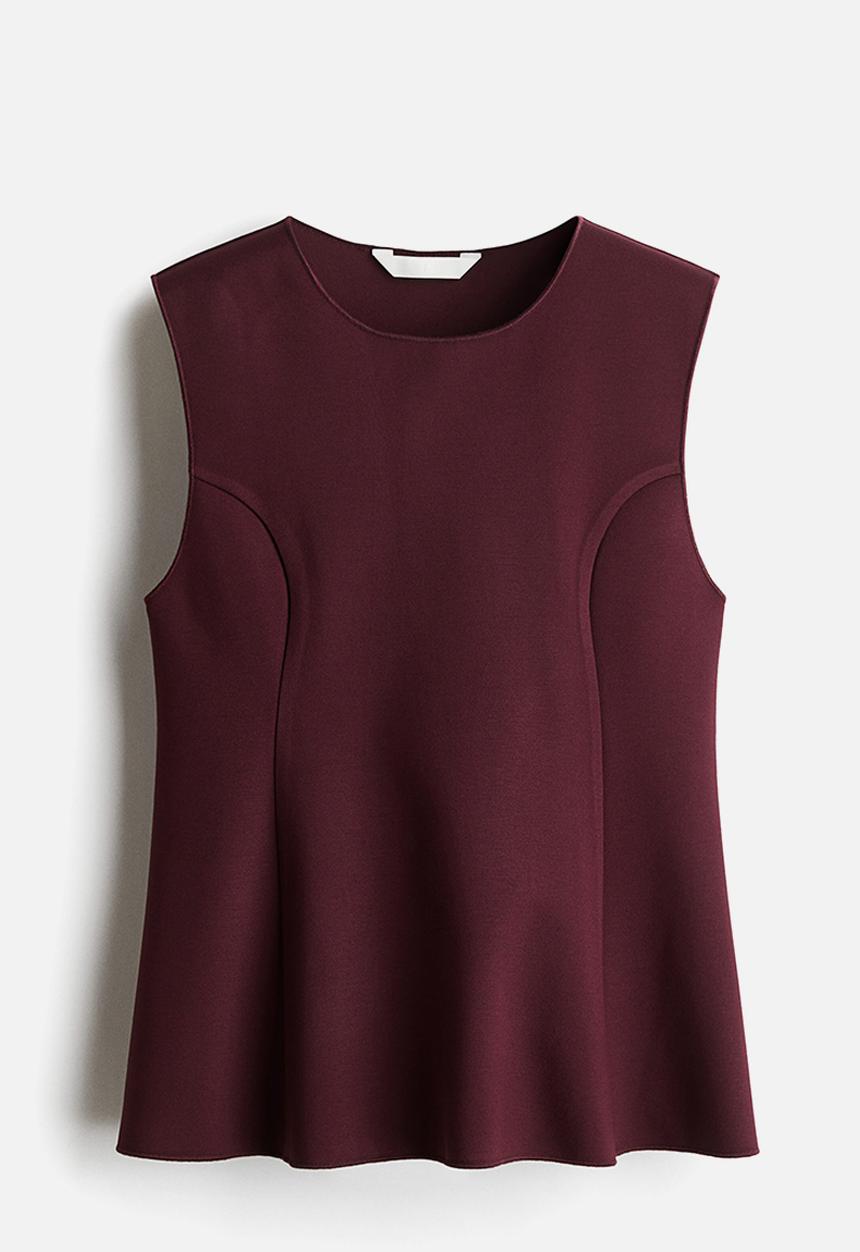 H&M - Interlock peplum vest top - burgundy