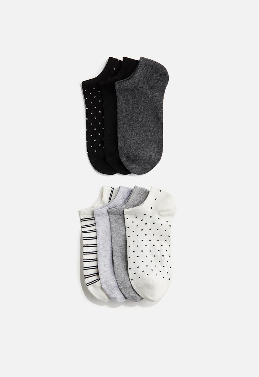 H&M - 7 Pack trainer socks - white/spotted