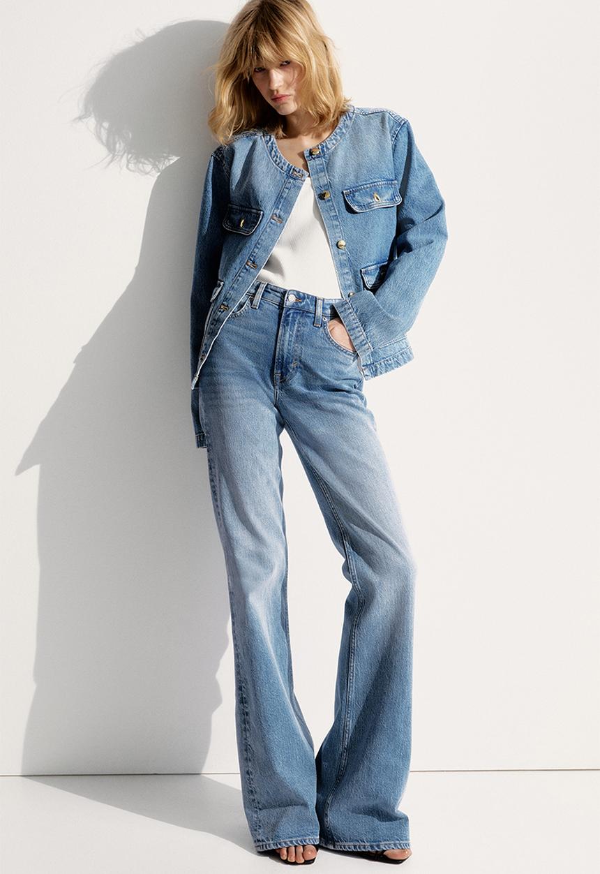 H&M - Collarless denim jacket - denim blue