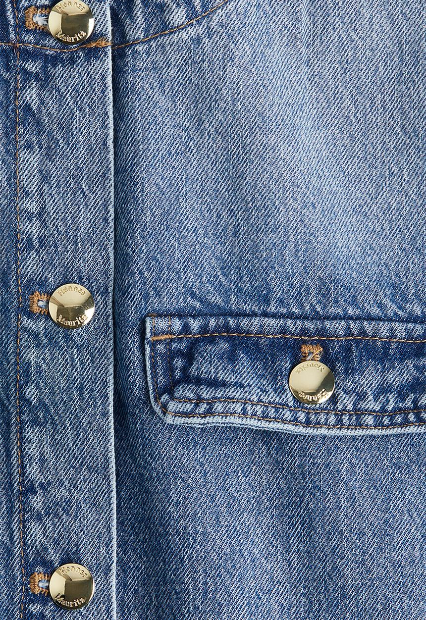 H&M - Collarless denim jacket - denim blue