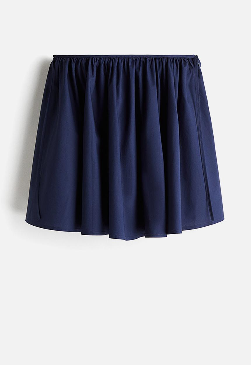 H&M - Tie-detail circular mini skirt - navy blue