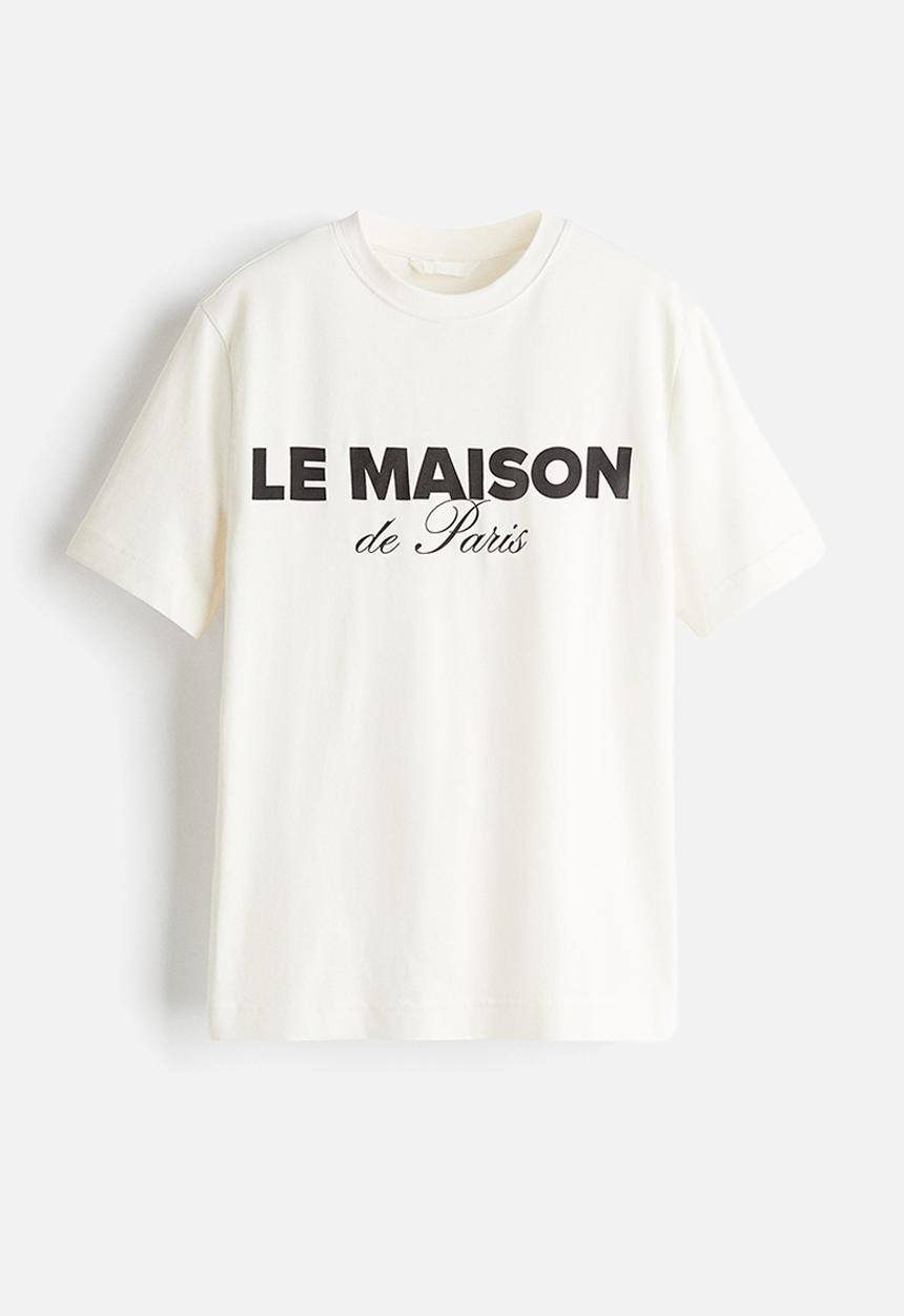 H&M - Printed T-shirt - white/le maison