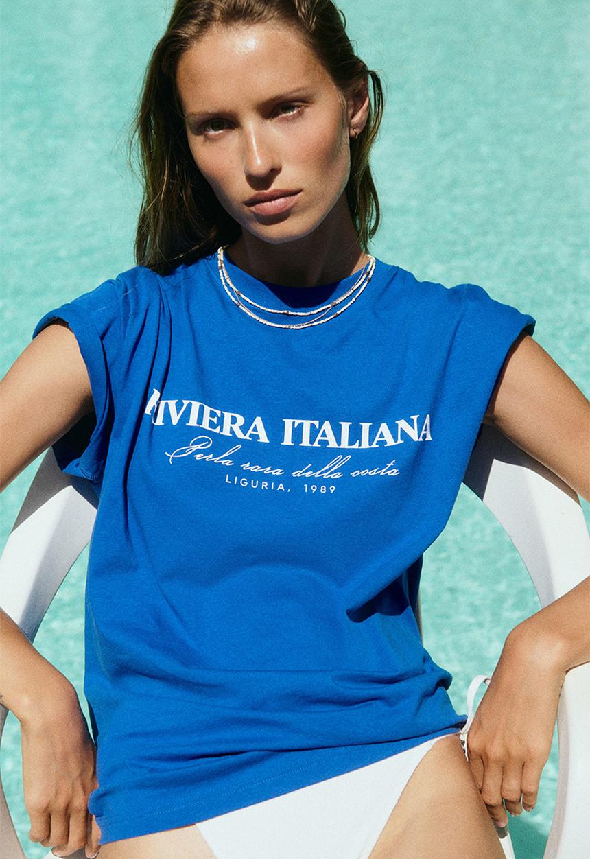 H&M - Oversized T-shirt - blue/riviera italiana