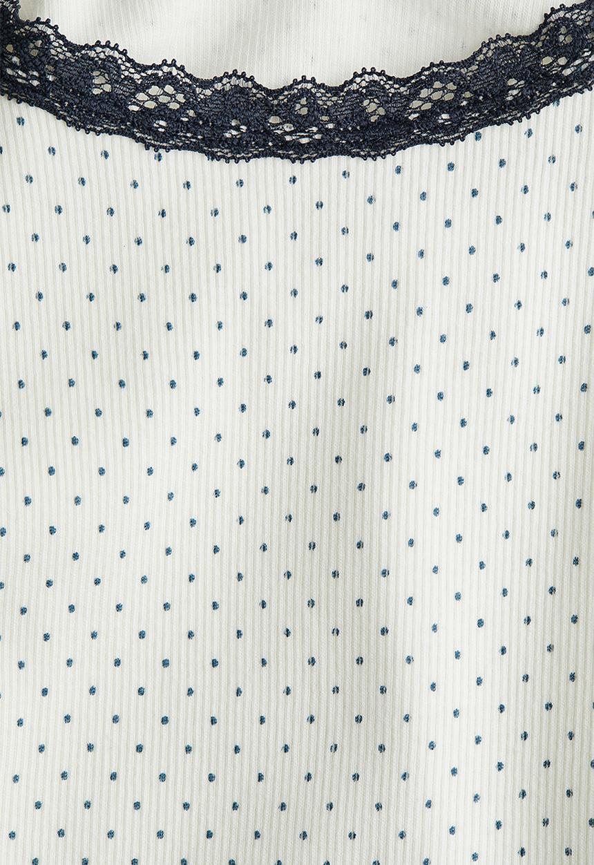 H&M - Lace-trimmed vest top - white/spotted