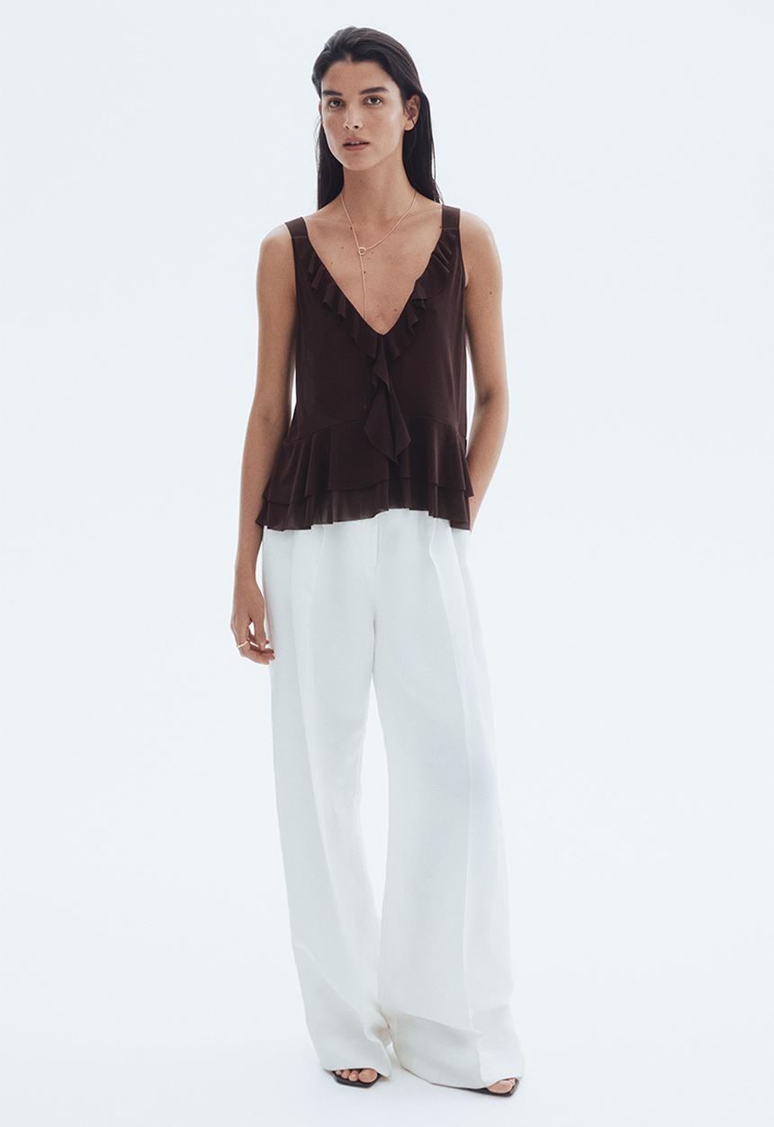 H&M - Flounced vest top - brown