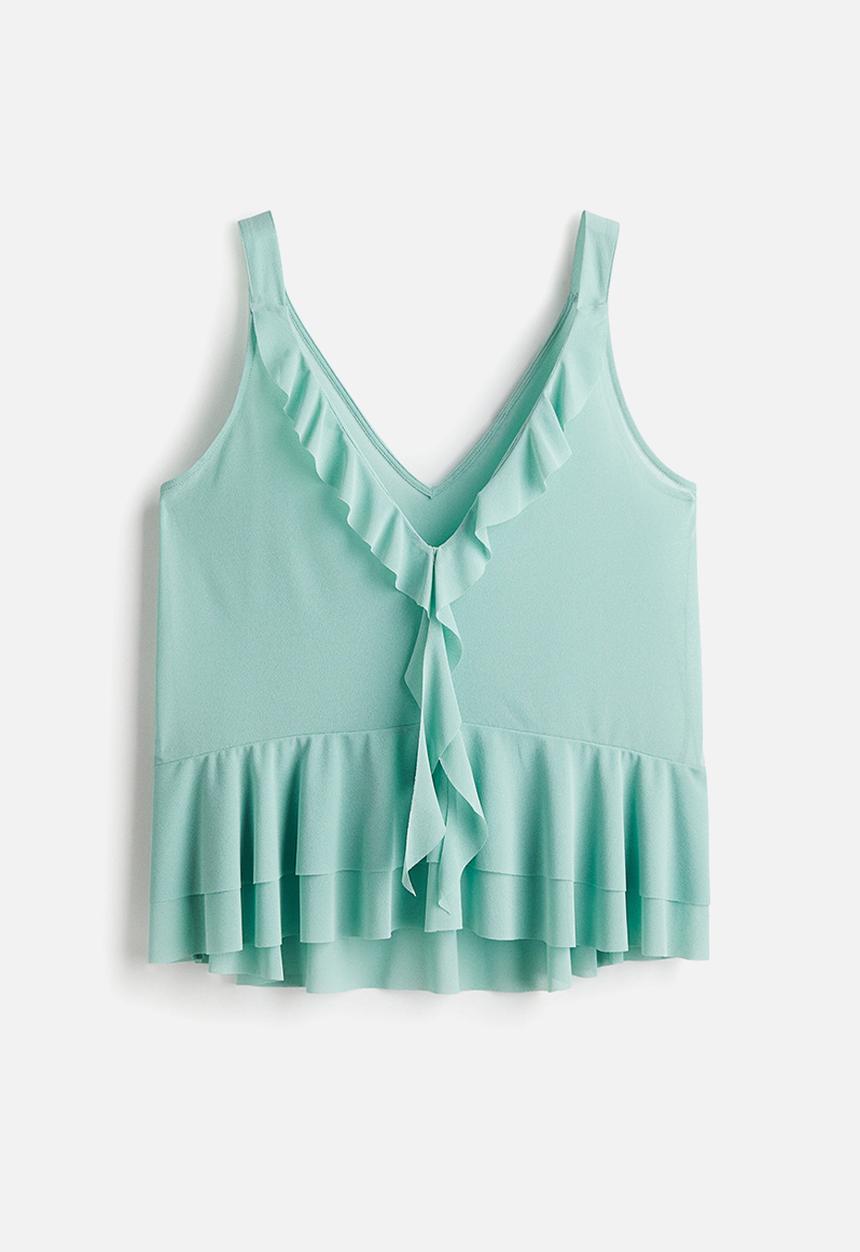 H&M - Flounced vest top - light turquoise