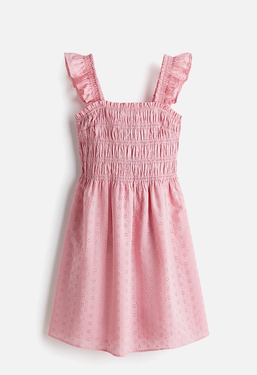 H&M - Smocked broderie anglaise dress - pink