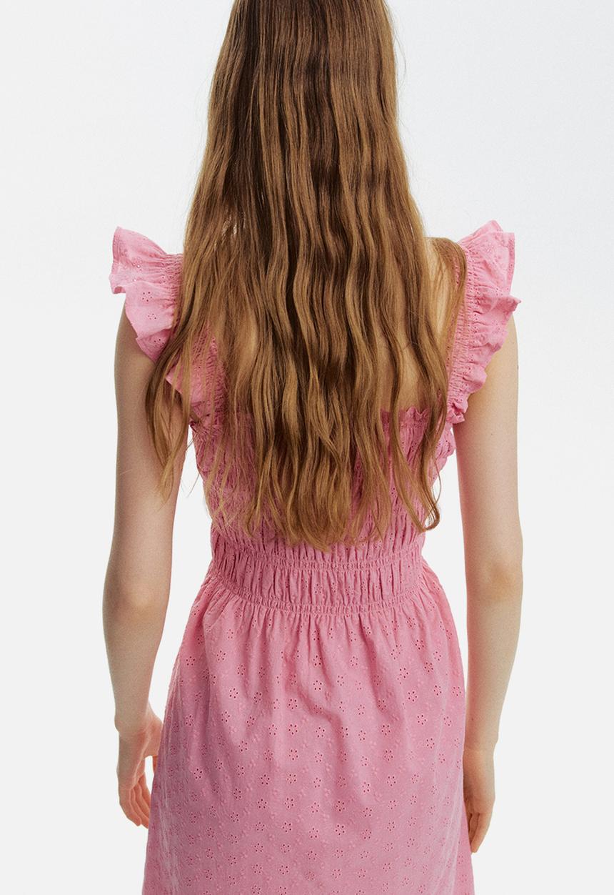 H&M - Smocked broderie anglaise dress - pink