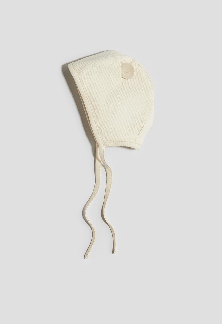 H&M - Ear-appliqué cotton bonnet - light beige