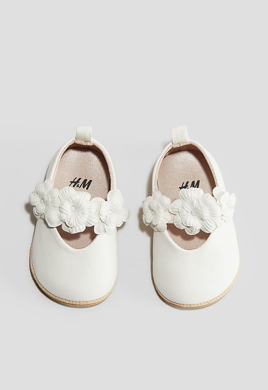 H&M - Appliquéd ballet pumps - white