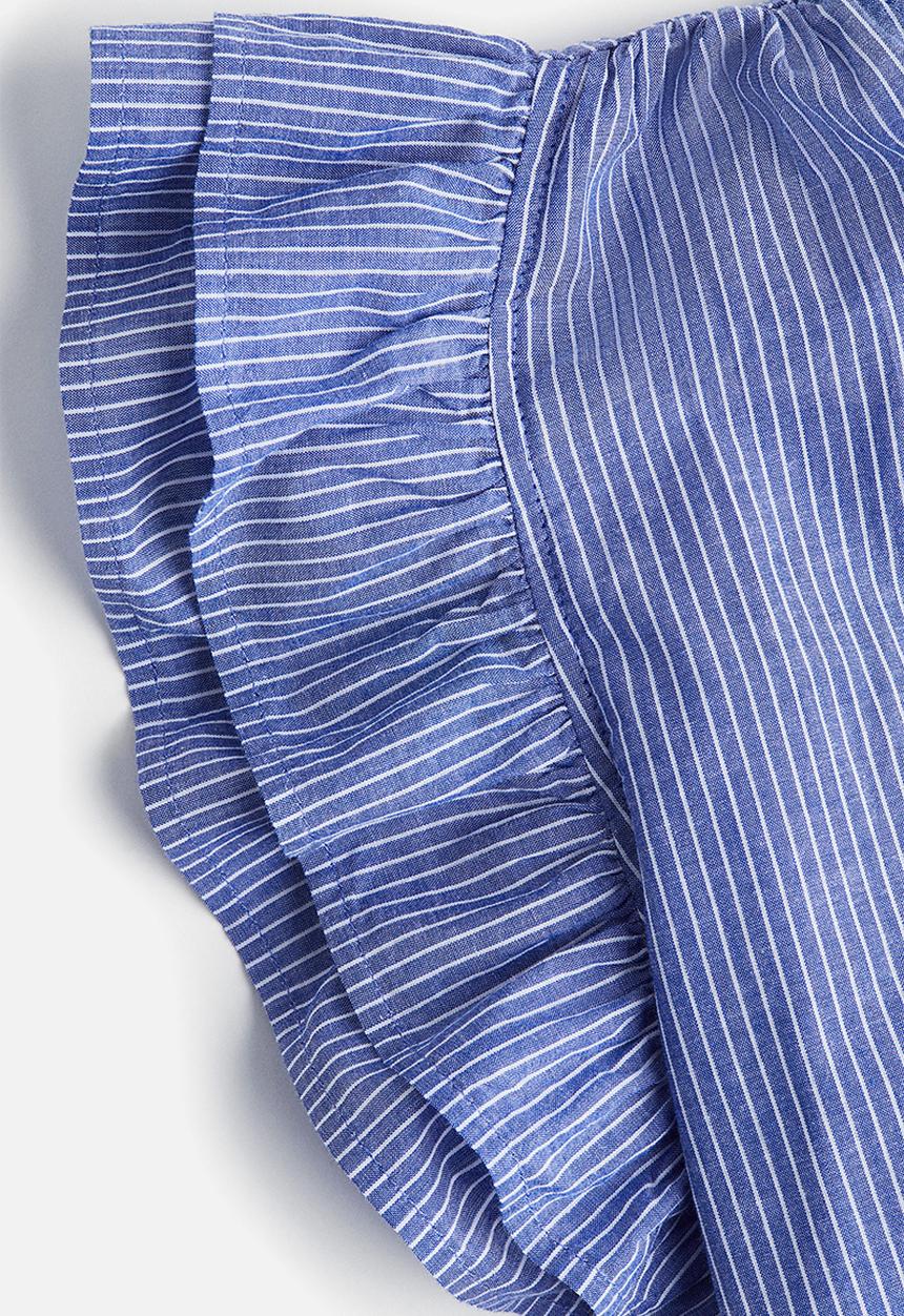 H&M - Frill-trimmed blouse - blue/striped