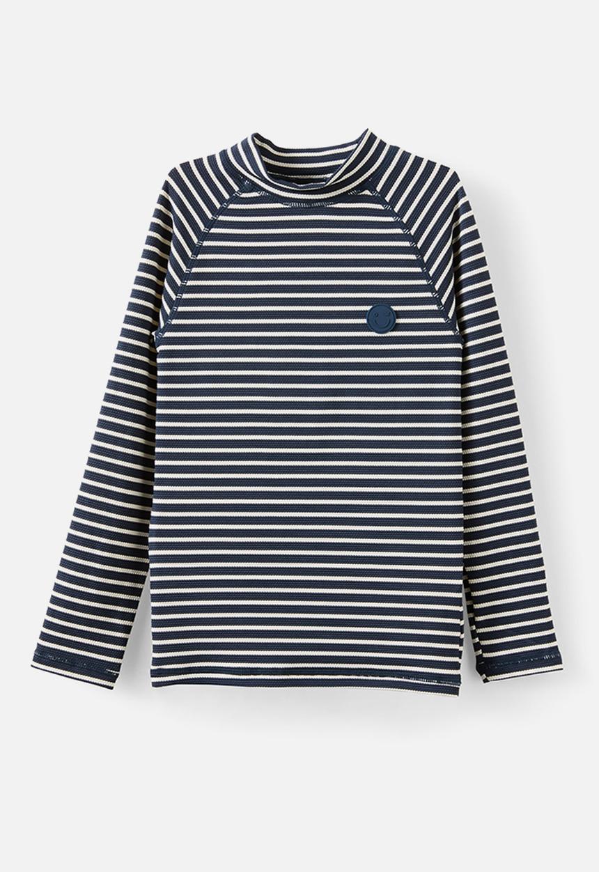 Cotton On - Flynn Long Sleeve Raglan Rash Vest - Squid Ink/Vanilla
