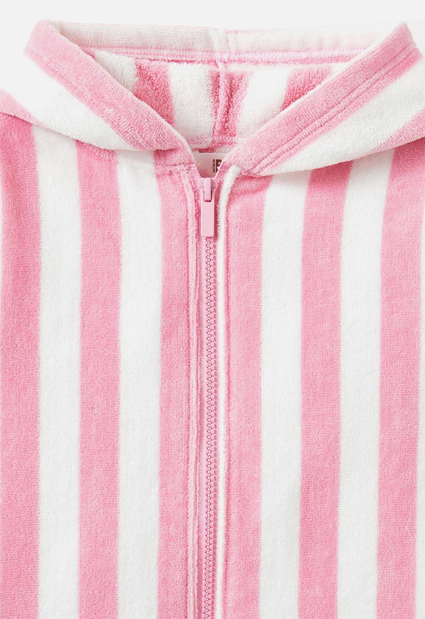Cotton On - BABY ZIP THROUGH HOODED TOWEL - Marshmallow /bold stripe