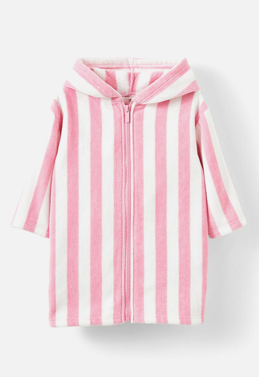 Cotton On - BABY ZIP THROUGH HOODED TOWEL - Marshmallow /bold stripe