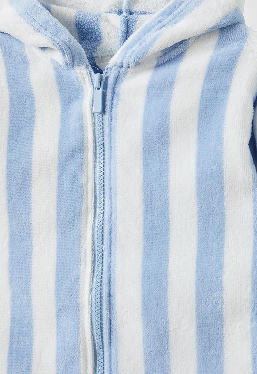 Cotton On - BABY ZIP THROUGH HOODED TOWEL -Dawn blue/bold stripe