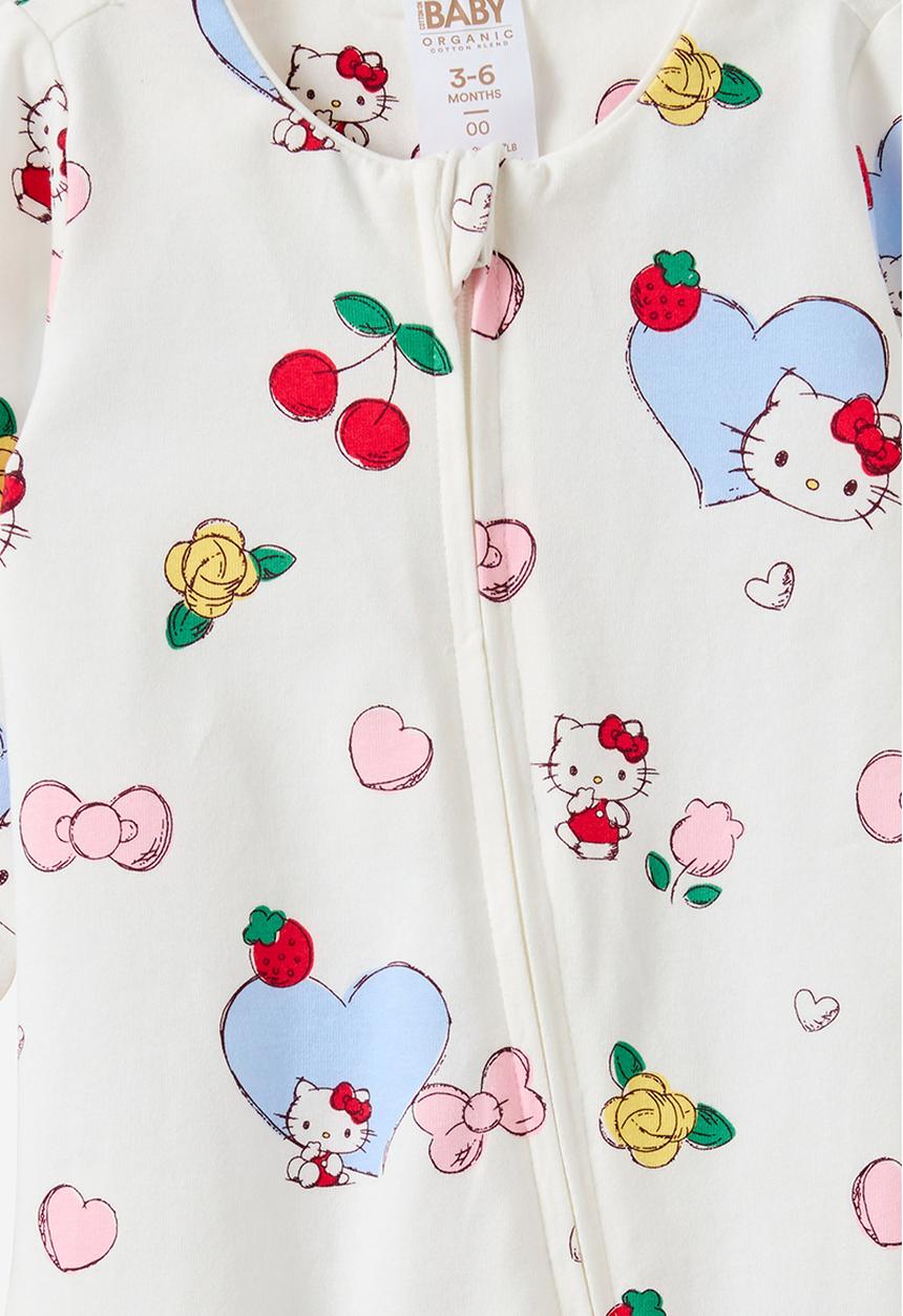 Cotton On - The Long Sleeve Zip Romper License - Lcn San Vanilla/Hello Kitty Hearts