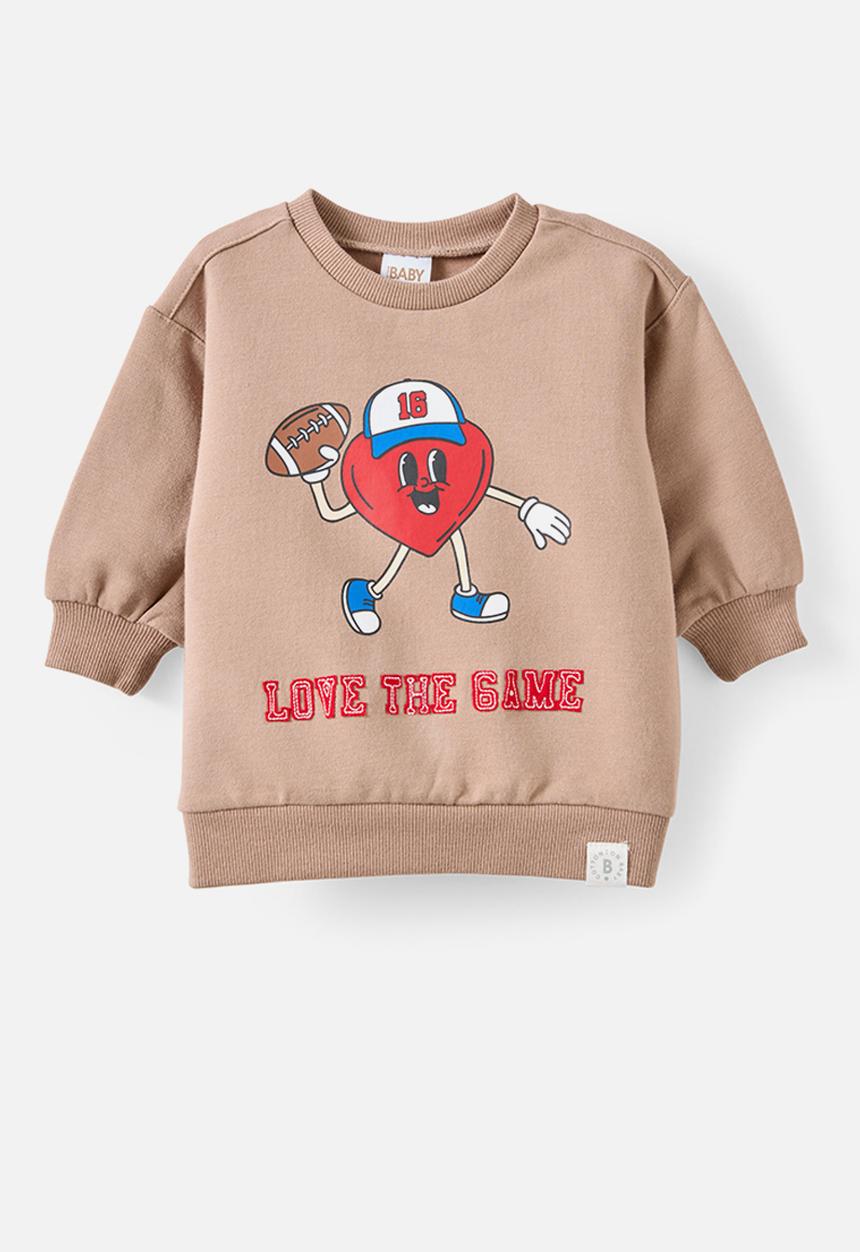 Cotton On - Riley Sweater - Oatmilk/Love The Game
