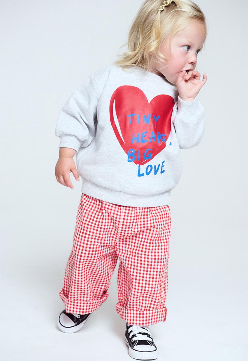 Cotton On - Riley Sweater - Cloud Marle/Tiny Heart Big Love