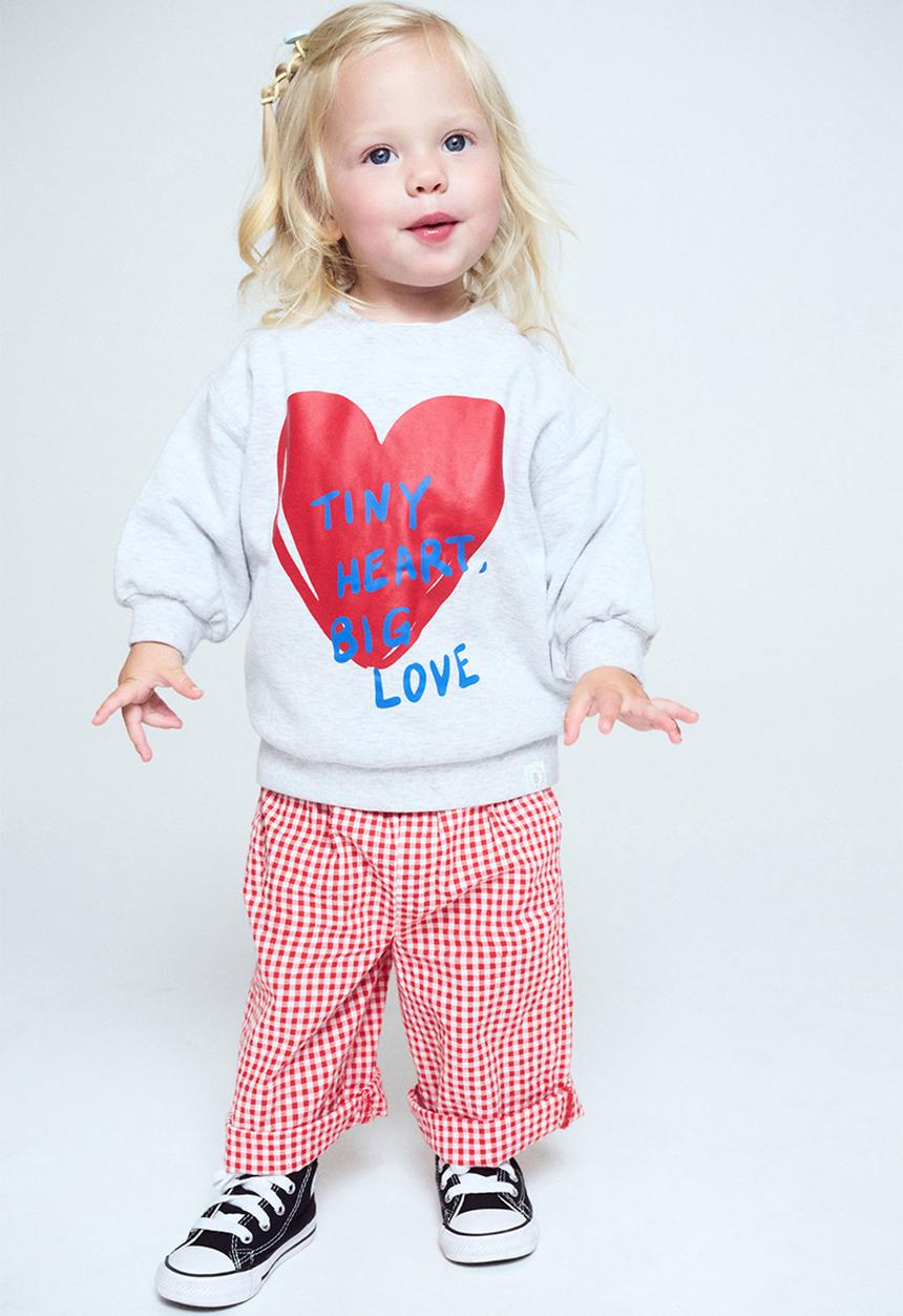 Cotton On - Riley Sweater - Cloud Marle/Tiny Heart Big Love