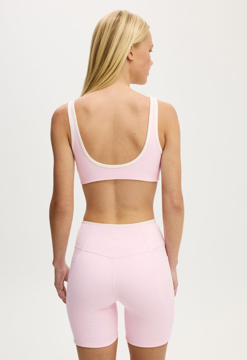 Cotton On - Ultra Soft Low Back Crop - Cherry Dream/Coconut Milk